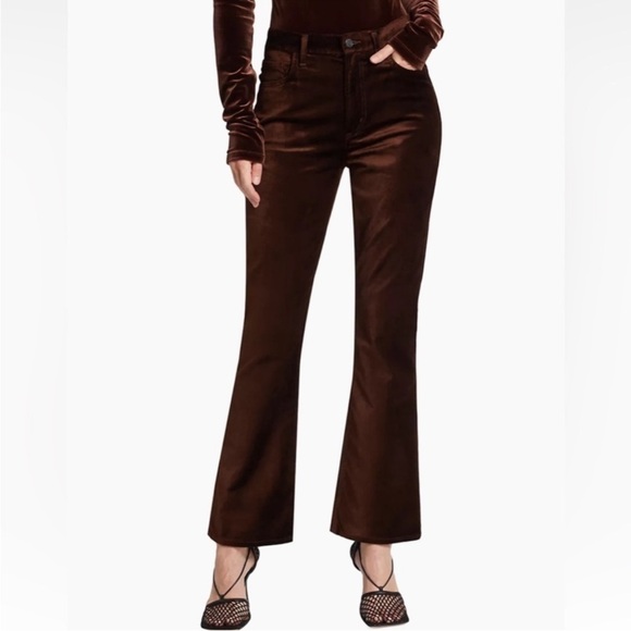 New Agolde Nico High Rise Slim Boot Pants in Chocolate Milk Velvet Sz 32 - Picture 2 of 14